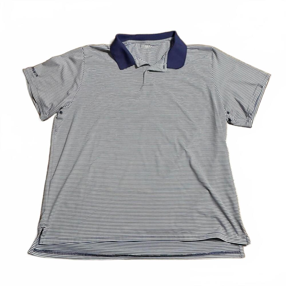 Bonobos Polo Shirt Mens XXL Blue White Striped Polyester Spandex Golf SS